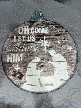 Rustic Wooden Nativity Wall Plaque - White Graphics